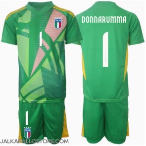 Italia Gianluigi Donnarumma #1 Maalivahti Vieraspaita Lapsille EM-Kisat 2024 Lyhythihainen (+ shortsit)